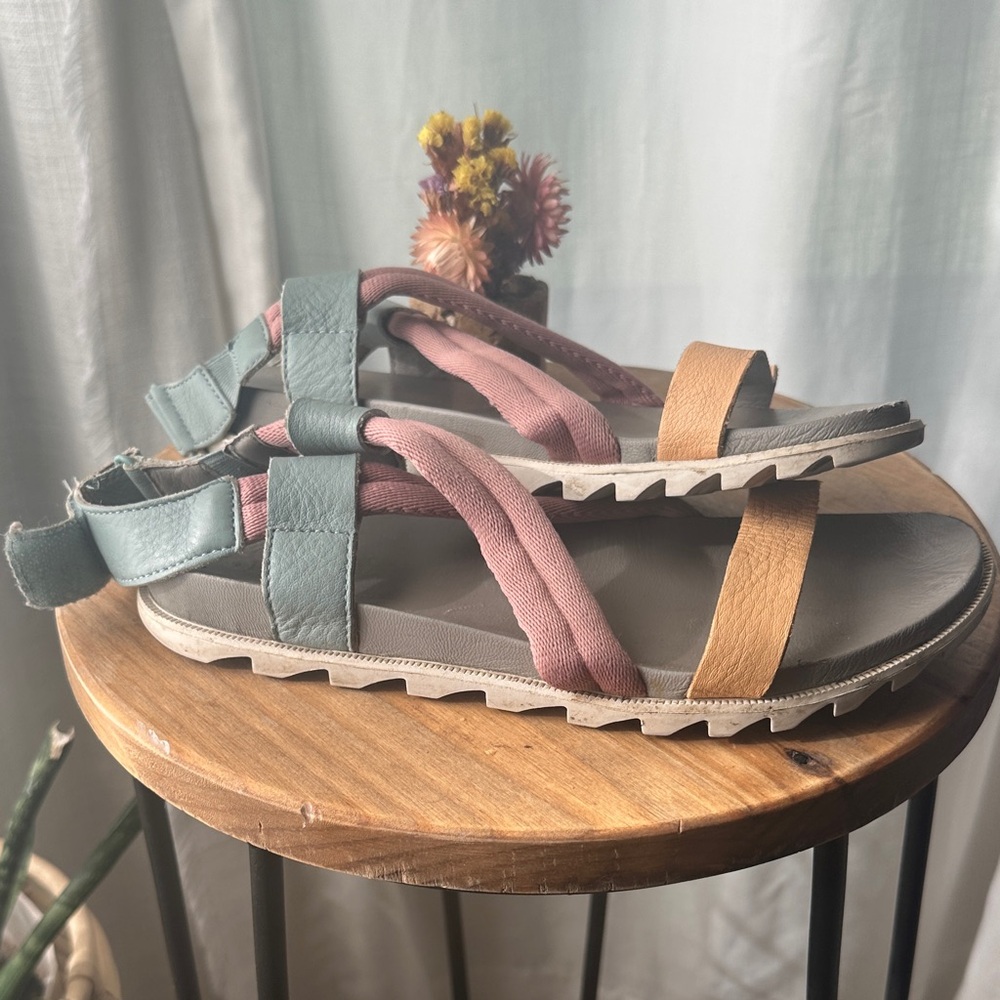 Sorel Women's Sandals in Teal, Mauve, and Camel